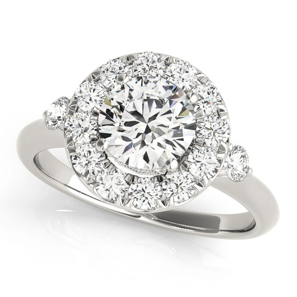 14K White Gold 1 3/8 ct tw Halo Diamond Engagement Ring