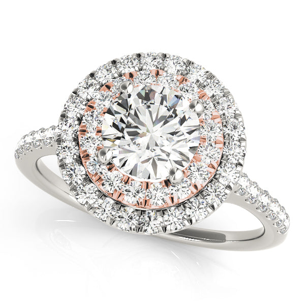 18K Rose Gold 1 3/8 ct tw Halo Diamond Engagement Ring