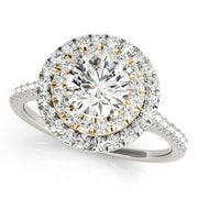 18K Yellow Gold 1 3/8 ct tw Halo Diamond Engagement Ring
