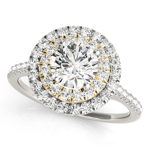 18K Yellow Gold 1 3/8 ct tw Halo Diamond Engagement Ring