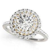 18K Yellow Gold 1 3/8 ct tw Halo Diamond Engagement Ring