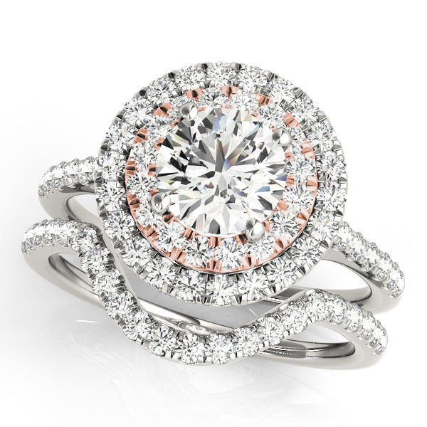18K Rose Gold 1 3/8 ct tw Halo Diamond Engagement Ring
