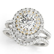 18K Yellow Gold 1 3/8 ct tw Halo Diamond Engagement Ring