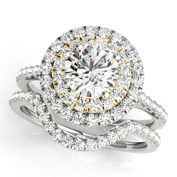 18K Yellow Gold 1 3/8 ct tw Halo Diamond Engagement Ring