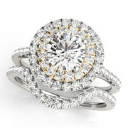 18K Yellow Gold 1 3/8 ct tw Halo Diamond Engagement Ring