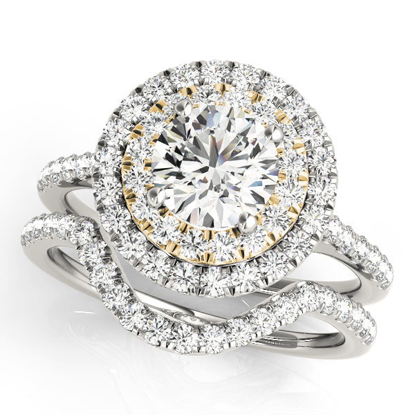 18K Yellow Gold 1 3/8 ct tw Halo Diamond Engagement Ring