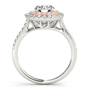 14K Rose Gold 1 3/8 ct tw Halo Diamond Engagement Ring