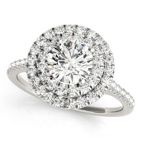 14K White Gold 1 3/8 ct tw Halo Diamond Engagement Ring