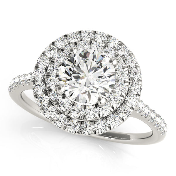 18K White Gold 1 3/8 ct tw Halo Diamond Engagement Ring