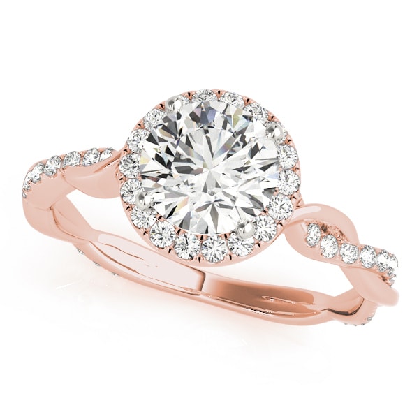14K Rose Gold 1 1/3 ct tw Halo Diamond Engagement Ring
