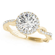 18K Yellow Gold 1 1/3 ct tw Halo Diamond Engagement Ring