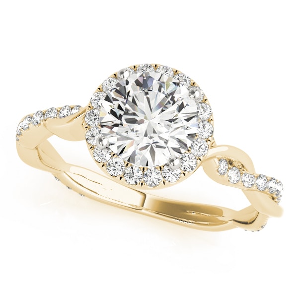 18K Yellow Gold 1 1/3 ct tw Halo Diamond Engagement Ring
