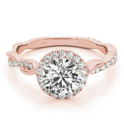 18K Rose Gold 1 1/3 ct tw Halo Diamond Engagement Ring