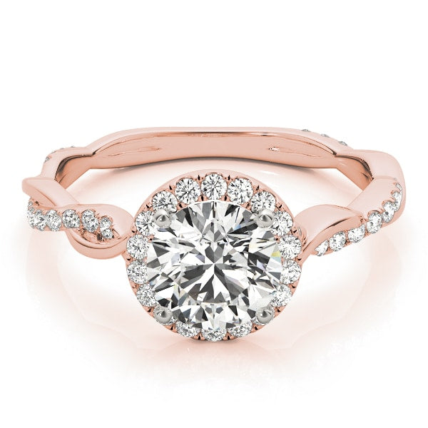 18K Rose Gold 1 1/3 ct tw Halo Diamond Engagement Ring