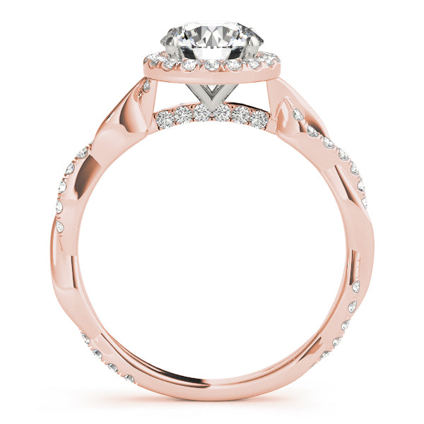 14K Rose Gold 1 1/3 ct tw Halo Diamond Engagement Ring