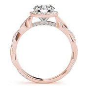 14K Rose Gold 1 1/3 ct tw Halo Diamond Engagement Ring