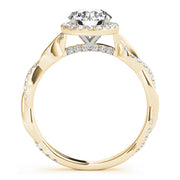 18K Yellow Gold 1 1/3 ct tw Halo Diamond Engagement Ring