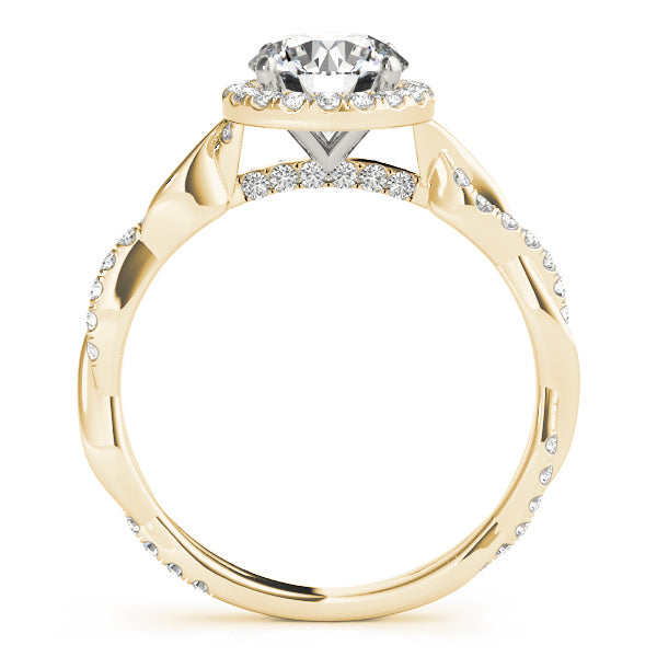 18K Yellow Gold 1 1/3 ct tw Halo Diamond Engagement Ring