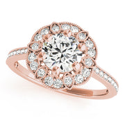 18K Rose Gold 1 1/5 ct tw Halo Diamond Engagement Ring
