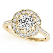 14K Yellow Gold 1 1/5 ct tw Halo Diamond Engagement Ring