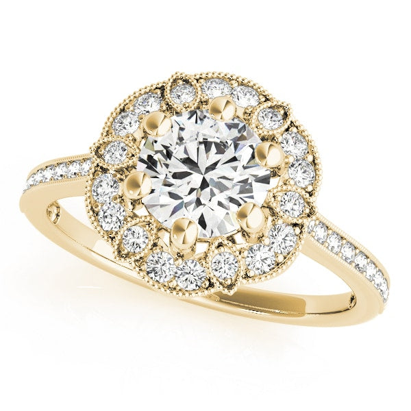 14K Yellow Gold 1 1/5 ct tw Halo Diamond Engagement Ring