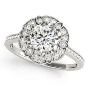 Platinum 1 1/5 ct tw Halo Diamond Engagement Ring