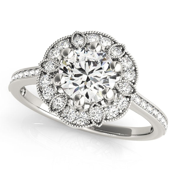 Platinum 1 1/5 ct tw Halo Diamond Engagement Ring