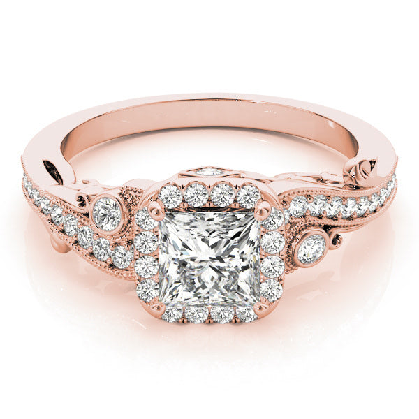 18K Rose Gold 1/2 ct tw Halo Diamond Engagement Ring
