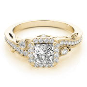 14K Yellow Gold 1/2 ct tw Halo Diamond Engagement Ring