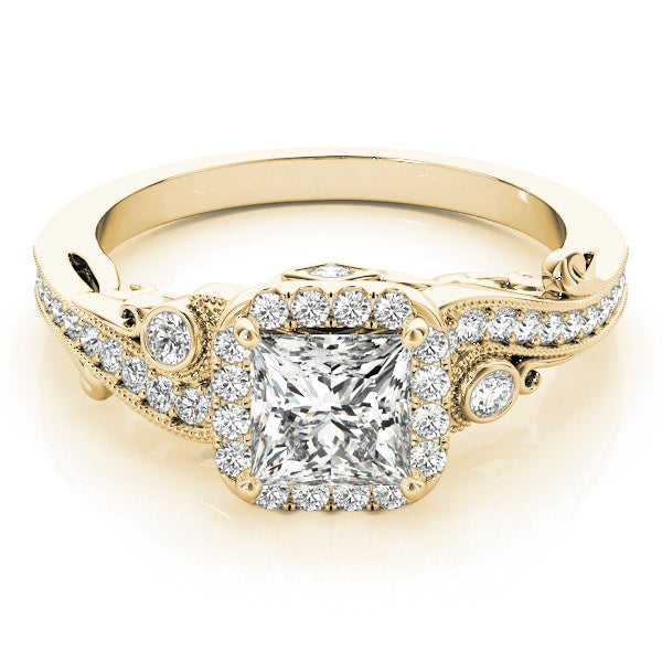 18K Yellow Gold 1/2 ct tw Halo Diamond Engagement Ring