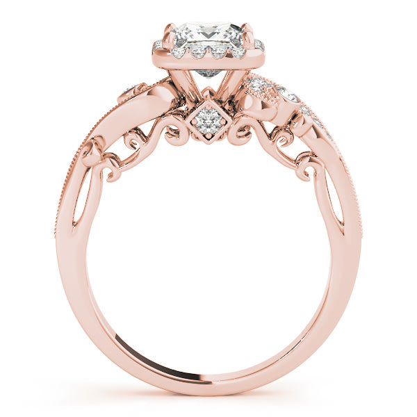 18K Rose Gold 1/2 ct tw Halo Diamond Engagement Ring