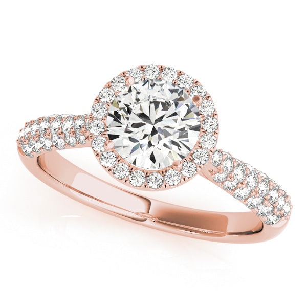 14K Rose Gold 1 1/3 ct tw Halo Diamond Engagement Ring
