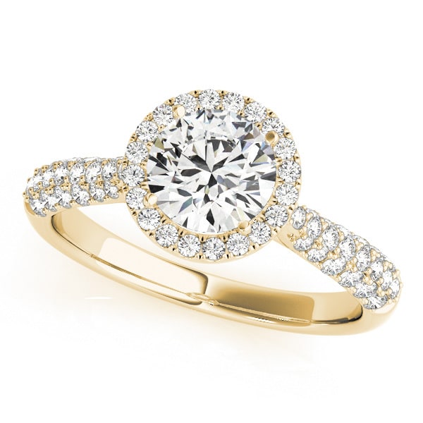 14K Yellow Gold 1 1/3 ct tw Halo Diamond Engagement Ring