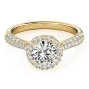 14K Yellow Gold 1 1/3 ct tw Halo Diamond Engagement Ring