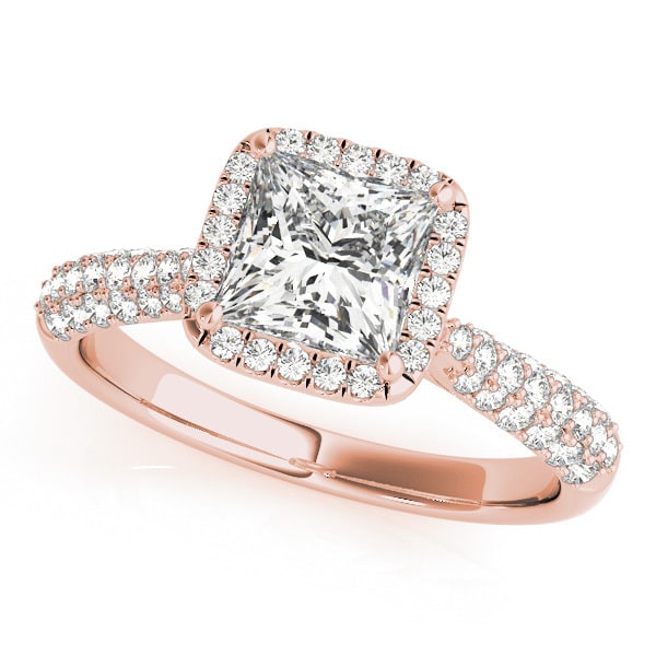 14K Rose Gold 5/8 ct tw Halo Diamond Engagement Ring