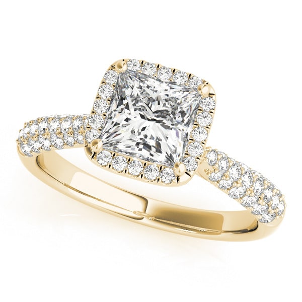 14K Yellow Gold 5/8 ct tw Halo Diamond Engagement Ring