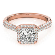 18K Rose Gold 5/8 ct tw Halo Diamond Engagement Ring