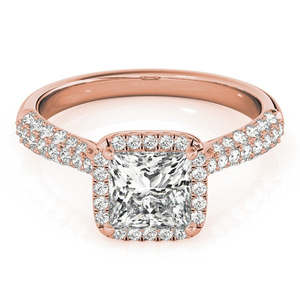 18K Rose Gold 5/8 ct tw Halo Diamond Engagement Ring