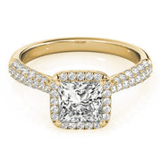 14K Yellow Gold 5/8 ct tw Halo Diamond Engagement Ring
