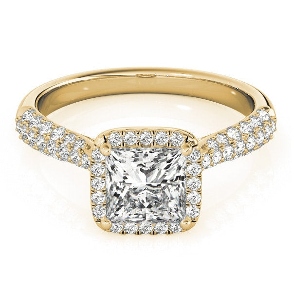 14K Yellow Gold 5/8 ct tw Halo Diamond Engagement Ring
