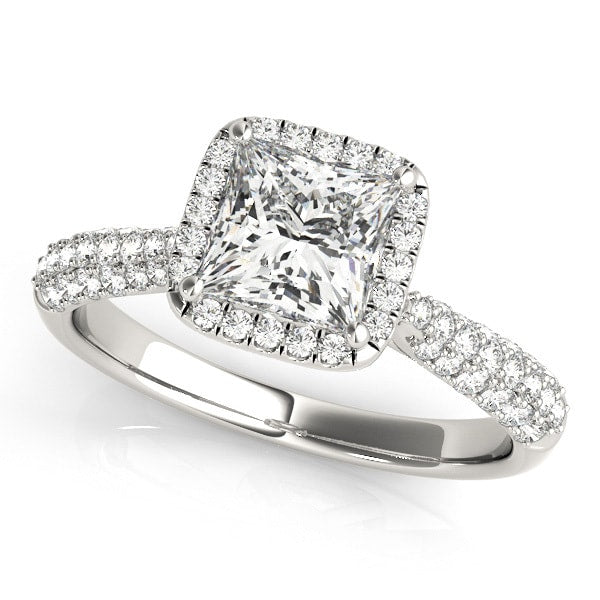 Platinum 5/8 ct tw Halo Diamond Engagement Ring