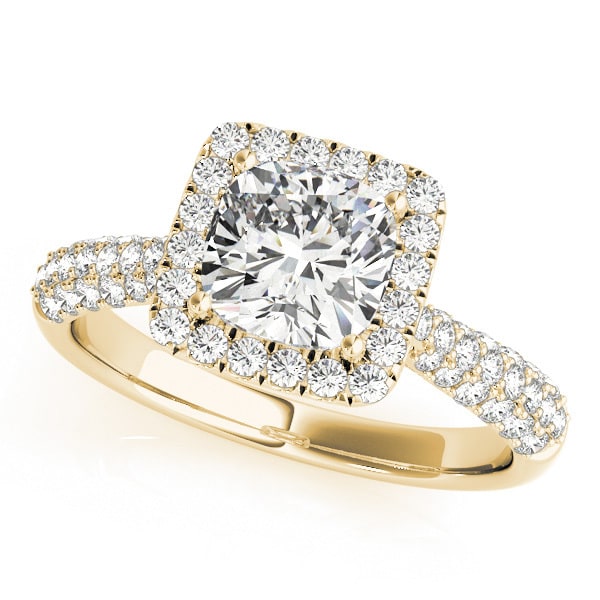 14K Yellow Gold 1 1/3 ct tw Halo Diamond Engagement Ring