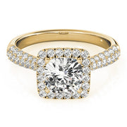 18K Yellow Gold 1 1/3 ct tw Halo Diamond Engagement Ring