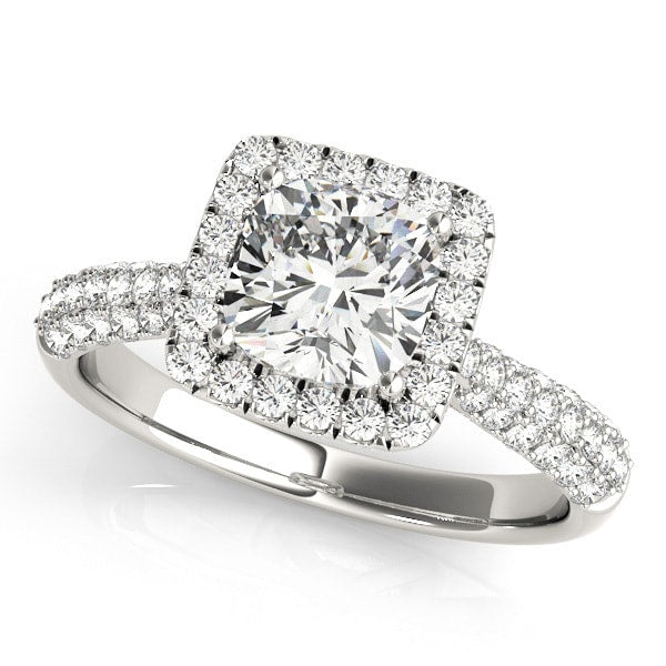 Platinum 1 1/3 ct tw Halo Diamond Engagement Ring
