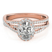 14K Rose Gold 3/8 ct tw Halo Diamond Engagement Ring
