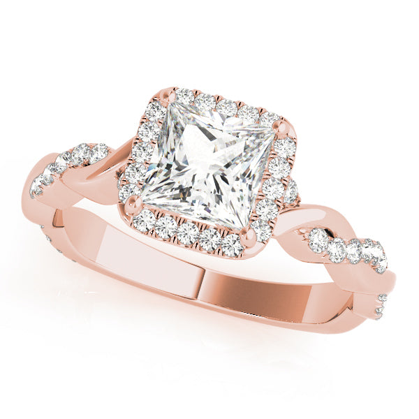 18K Rose Gold 1/2 ct tw Halo Diamond Engagement Ring
