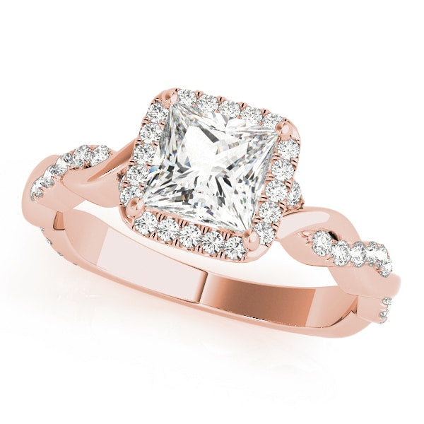 14K Rose Gold 1/2 ct tw Halo Diamond Engagement Ring