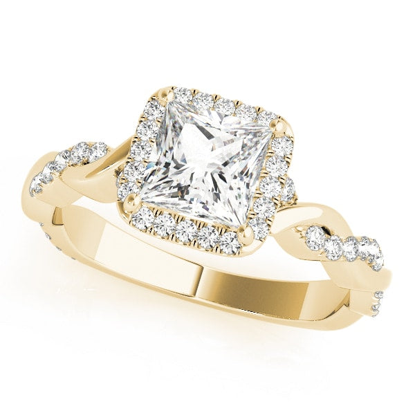 18K Yellow Gold 1/2 ct tw Halo Diamond Engagement Ring