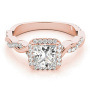 14K Rose Gold 1/2 ct tw Halo Diamond Engagement Ring