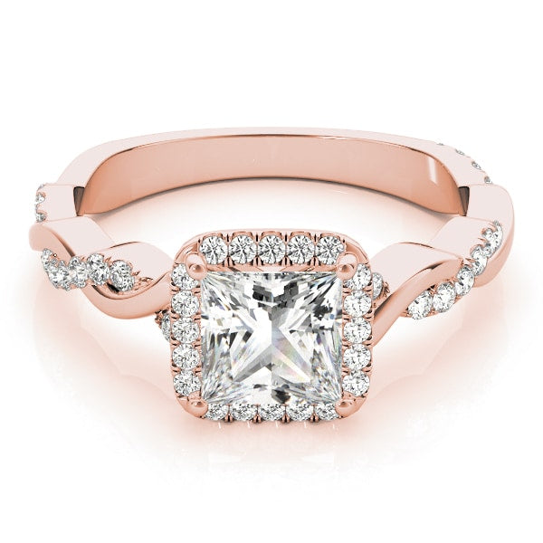 14K Rose Gold 1/2 ct tw Halo Diamond Engagement Ring